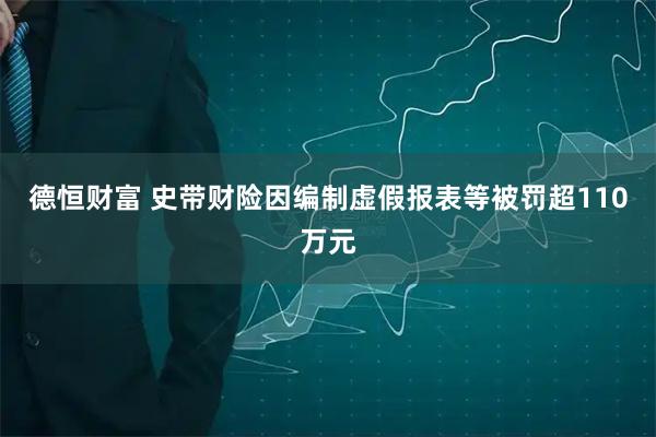 德恒财富 史带财险因编制虚假报表等被罚超110万元